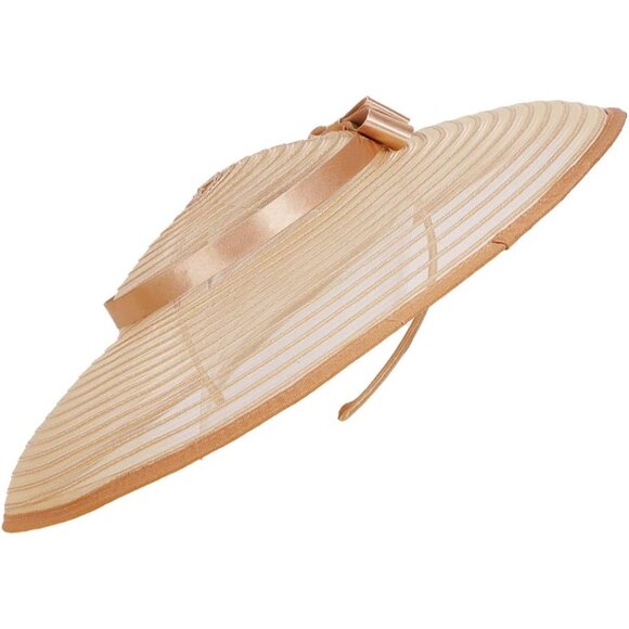 Vintage Straw Fedora Hat Women Wide Brim Church Derby Occasion Fascinator - Picture 2 of 5